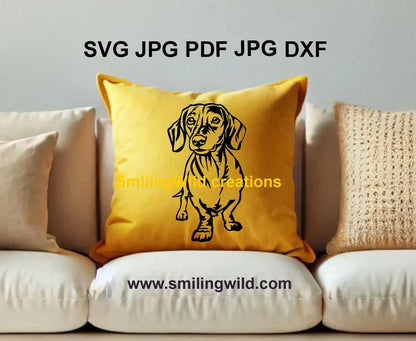 Realistic black Dachshund SVG digital file for DIY crafts and engraving