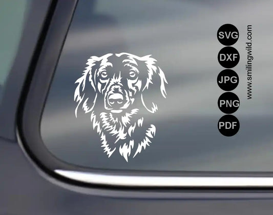 High-precision long haired sausage dog DXF  and png art for cnc laser and cricut cutting systems.