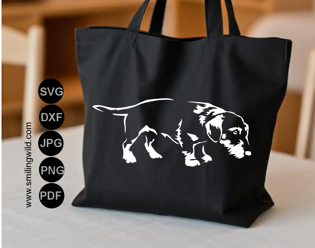 Digitally hand-drawn full body Dachshund dxf and svg vector clipart design in a tracking pose for laser engraving, printing and cutting.