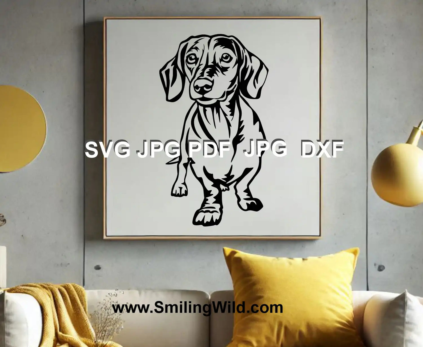 cute Dachshund portrait SVG, DXF, and PNG digital download for pet lovers