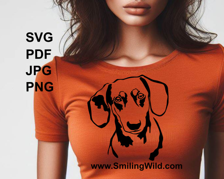 dachshund printable design applied to a woman's t-shirt