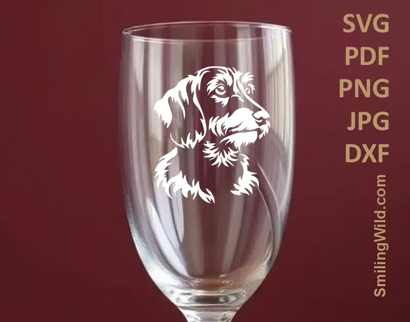 Dackel - wiener dog svg and dxf clipart head protrait used for angraving on a glass