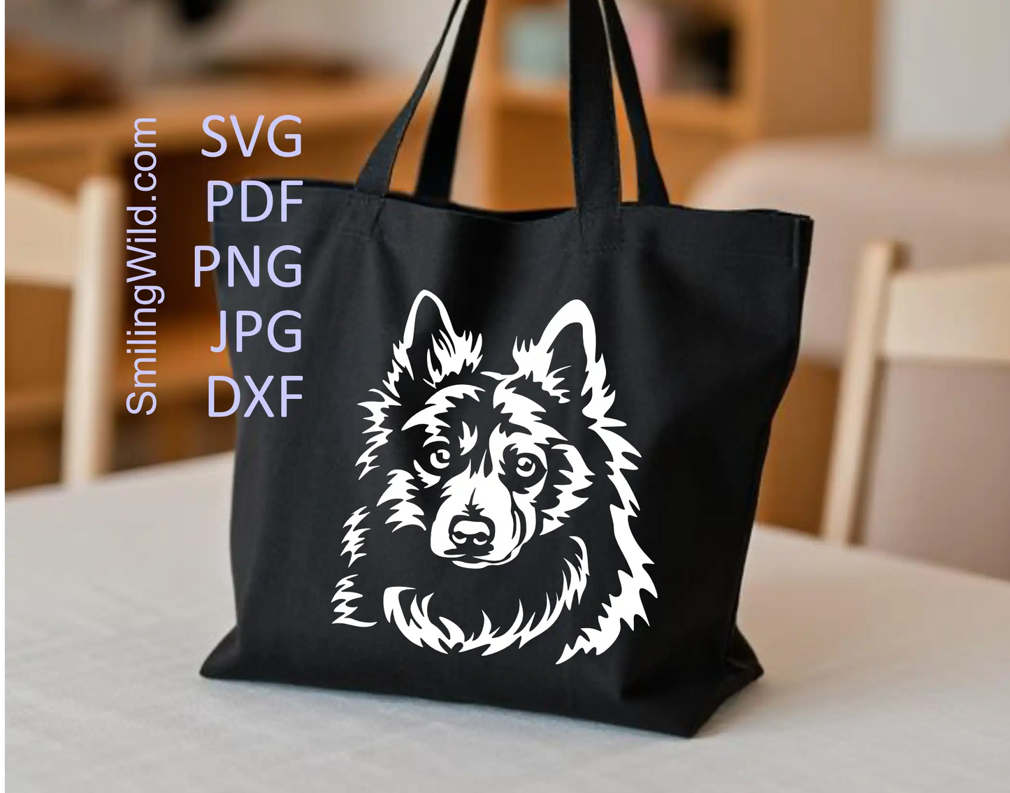 Danish Spitz face svg and dxf Detailed  portrait white laser and cricut files in linework close-up for cutting