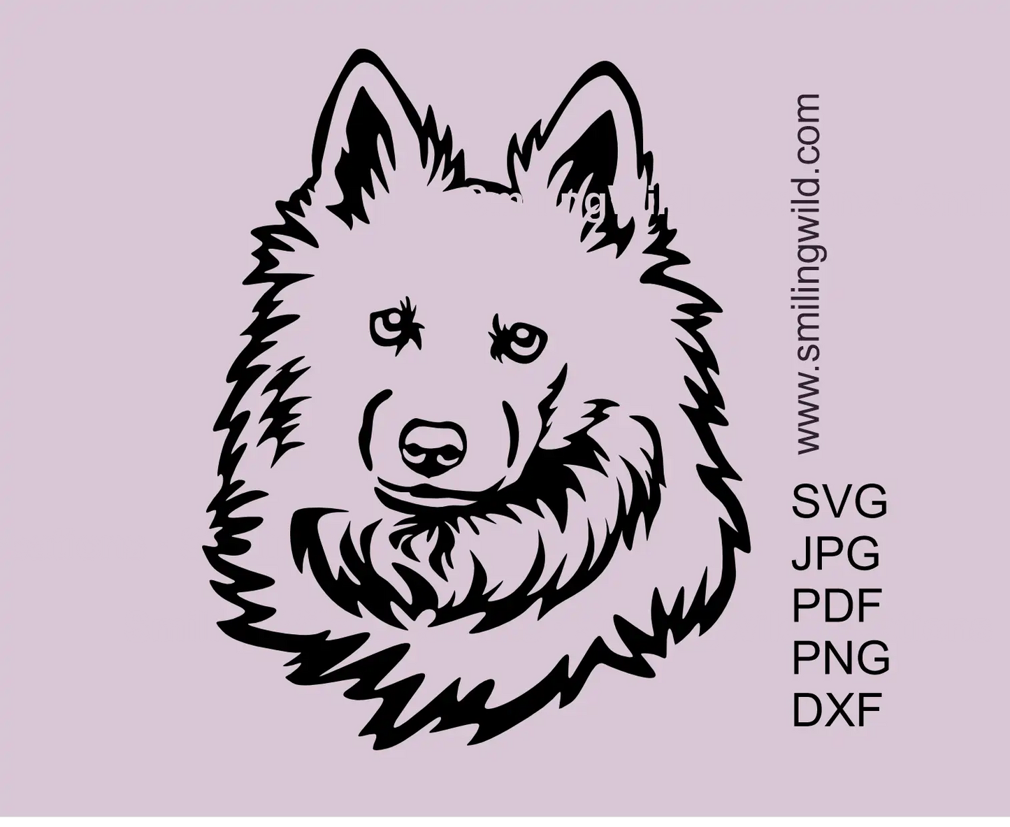Danish Spitz head SVG vector clipart cut file design (with png and dxf included) preview image