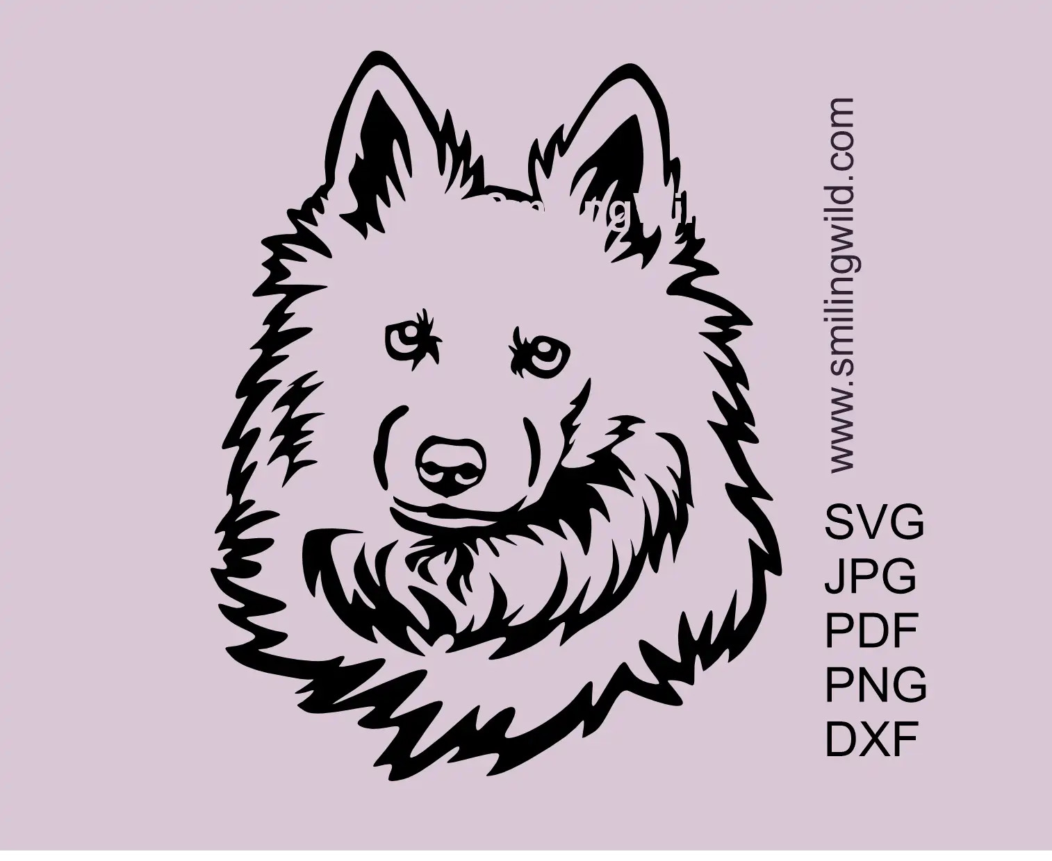 Danish Spitz head SVG vector clipart cut file design (with png and dxf included) preview image