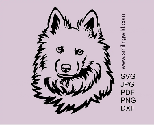 Danish Spitz head SVG vector clipart cut file design (with png and dxf included) preview image