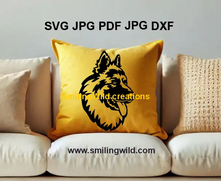 Download the King Shepherd dog head vector clipart for DIY crafts, perfect for vinyl, wood, and laser engraving