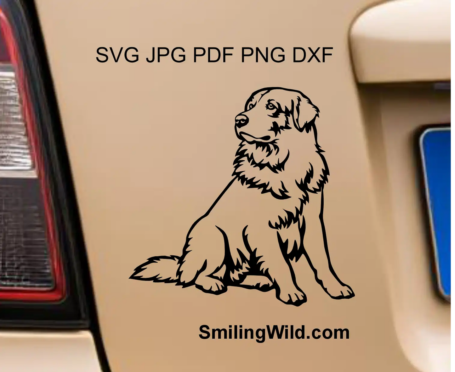 vector drawing of a sitting Maremma Sheepdog livestock guardian dog provided with a transparent background in high-resolution PNG format  visualized as a car vinyl decal 