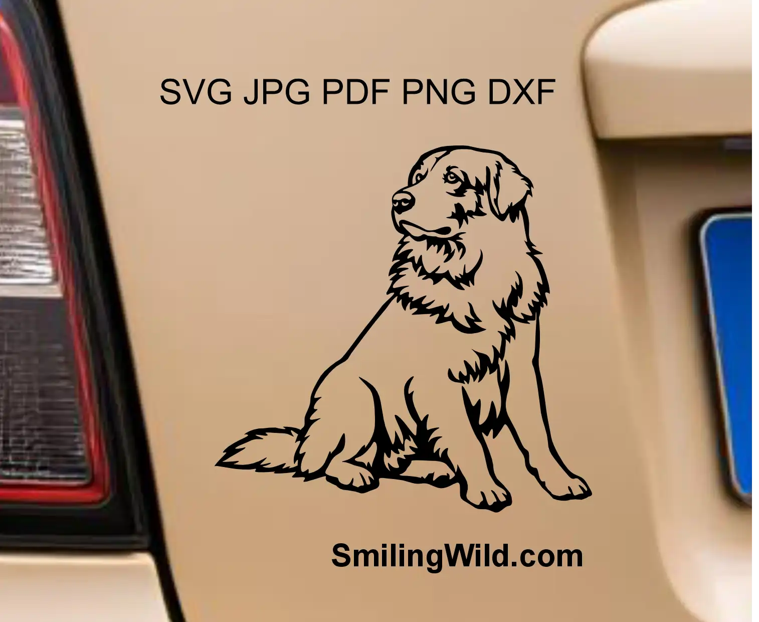 vector drawing of a sitting Maremma Sheepdog livestock guardian dog provided with a transparent background in high-resolution PNG format  visualized as a car vinyl decal 