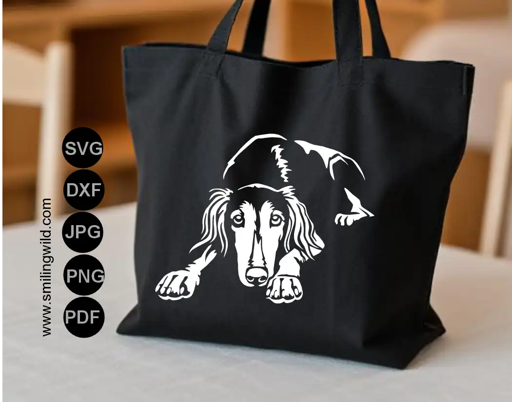 Saluki svg vector graphic as a digital design clipart template for stencil fabrication and no-dropout cutting