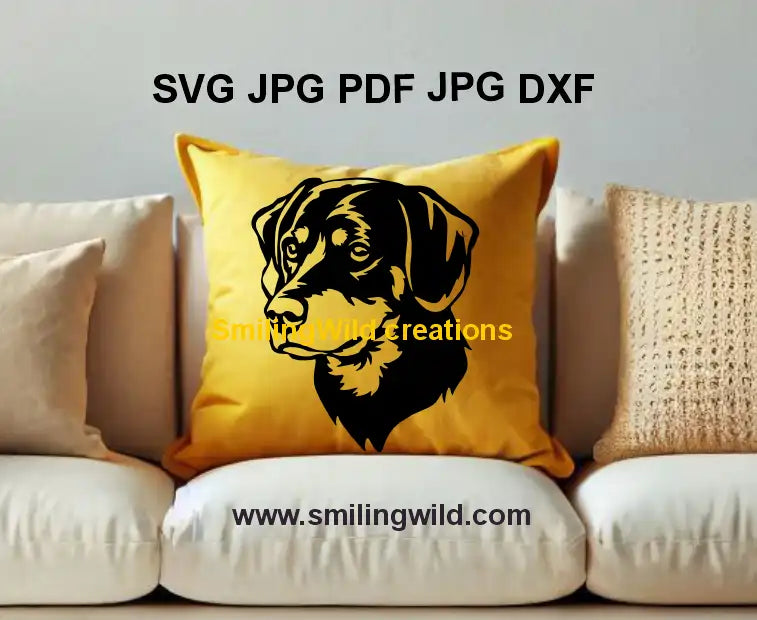 Detailed Smaland Hound face SVG file for engraving and laser cut projects – digital download