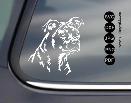 Detailed American Staffordshire Terrier digital drawing for Cricut, laser and CNC