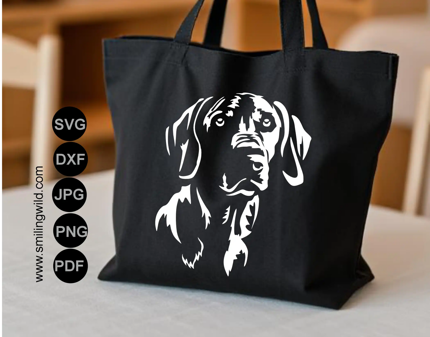 Detailed hunting dog weimaraner white portrait graphic in transparent background png layout.