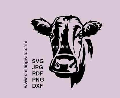 Dexter cow SVG & png, DXF vector face for Cricut and Glowforge made in a black digital drawing
