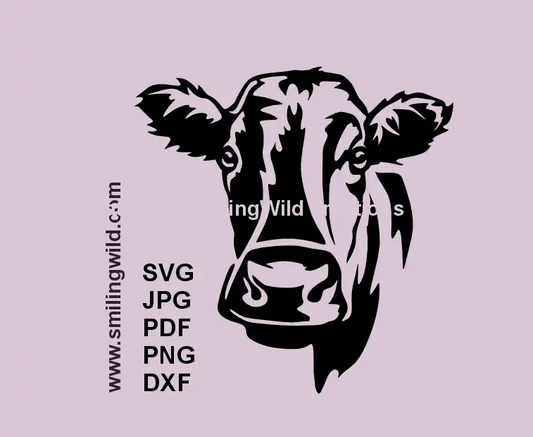 Dexter cow SVG & png, DXF vector face for Cricut and Glowforge made in a black digital drawing