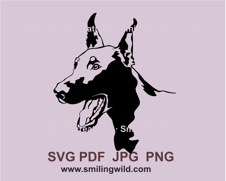 doberman pinscher with open mouth svg image