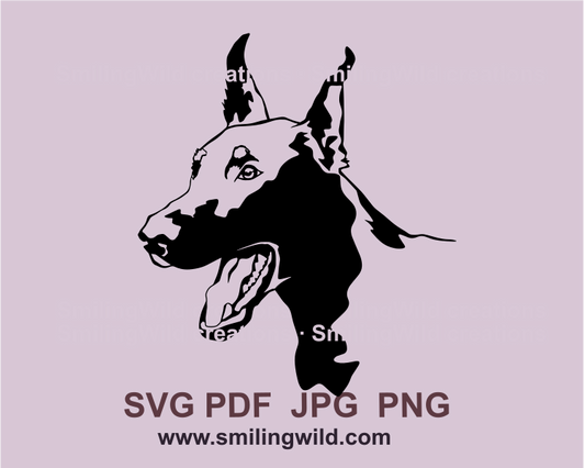 doberman pinscher with open mouth svg image