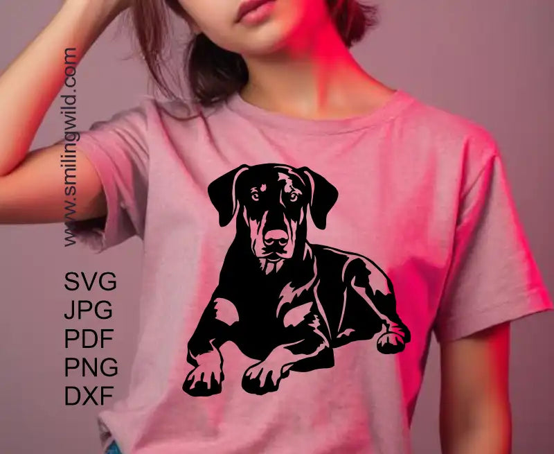 Dobermann SVG Vector Art Image optimized for vinyl cutting or even laser engraving and etching with precise, professional-grade lines as shown on this previewimage.