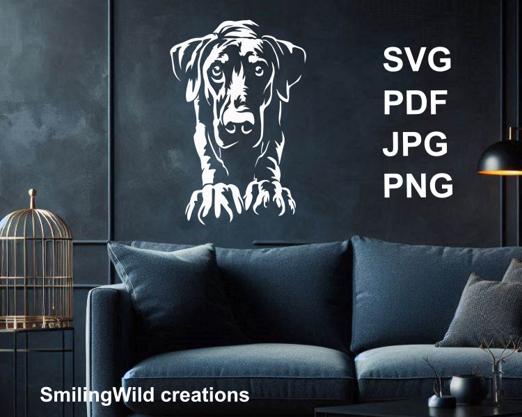 doberman pinscher wall art sticker cuttable clip art design in a white color