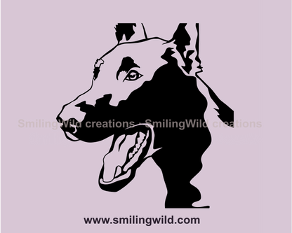 doberman vector graphic illustraiton in close up frame