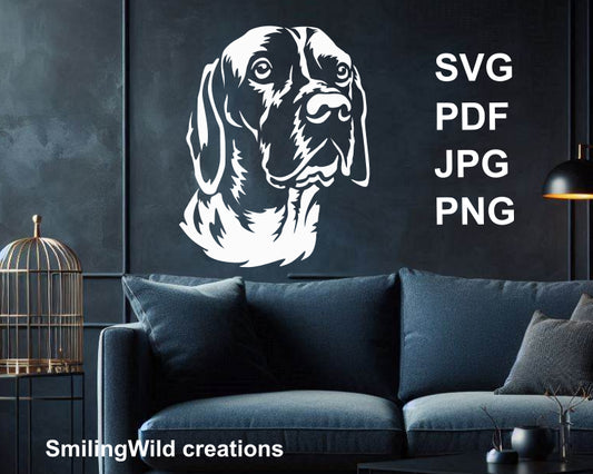 old danish pointer dog clipart white and black is a great cuttable digital hunting lodge wall art design