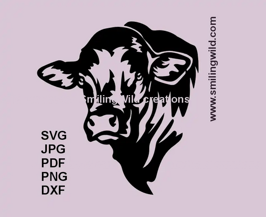 Droughtmaster Bull SVG, DXF, PNG black clipart, head realistic for Cricut, laser cutting, beef cattle crafts
