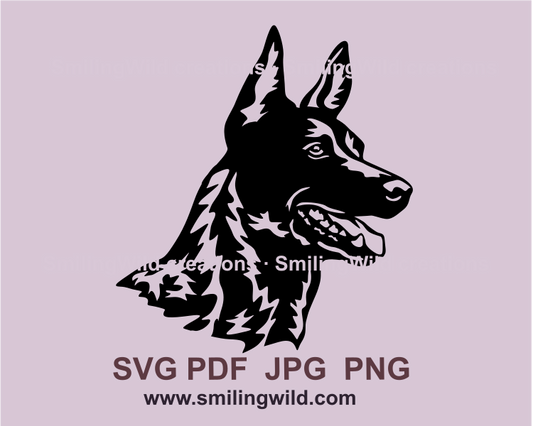 dutch shepherd face in a black color svg design