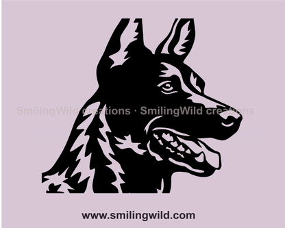 dutch shepherd face fragment in a vector drawing