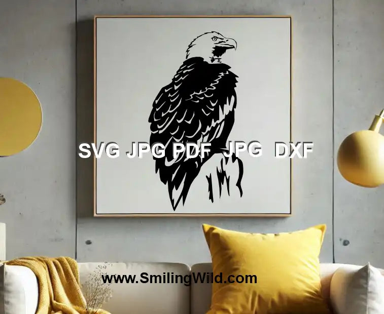 DXF cutting file of bald eagle for Glowforge and xTool projects