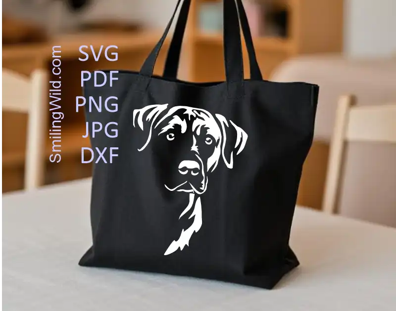 DXF black mouth cur face file outline for laser cutter and Cricut craft projects