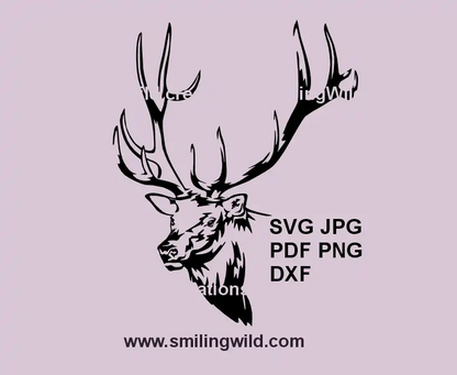 Elk head SVG Wapiti antler clipart for laser cutting and Cricut crafts