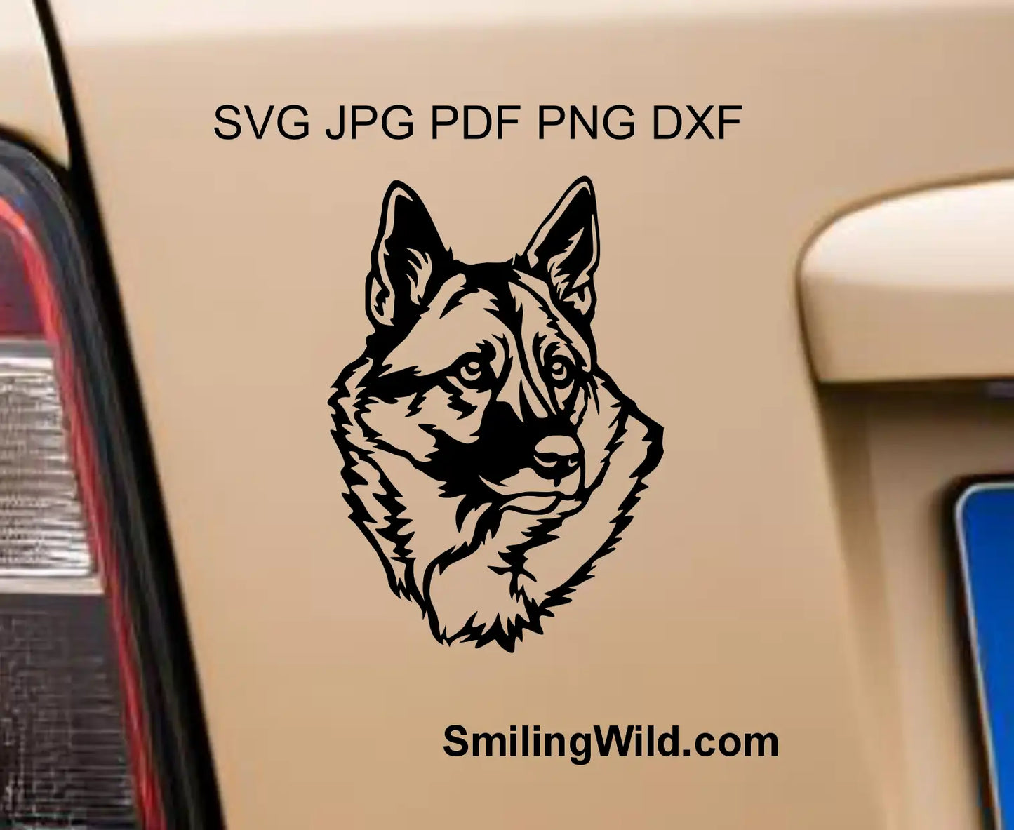 Detailed Norwegian svg and png Elkhound drawing and vector graphic for vinyl cutting