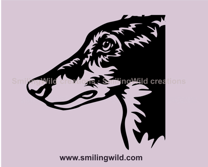 english greyhound clip art design in close up