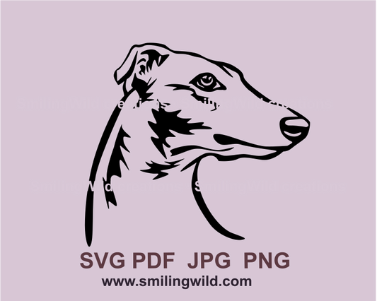 english greyhound looking over its shoulder svg portrait