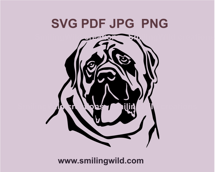 english mastiff face with toungue out of his mouth black vector image
