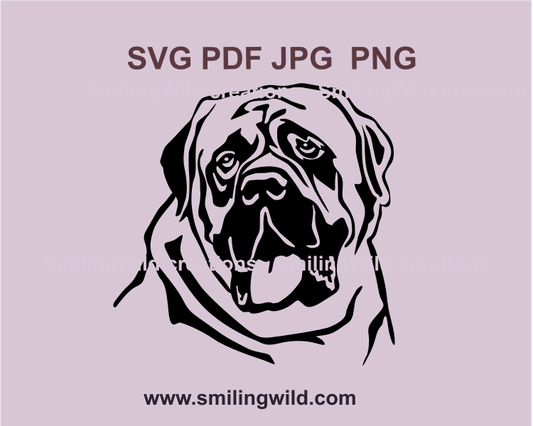 english mastiff face with toungue out of his mouth black vector image
