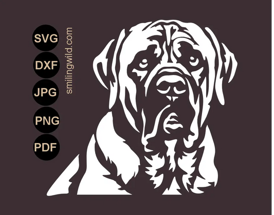 English mastiff svg vector drawing for air brush and wall art stencils and templates for glass etching and vinyl cutting