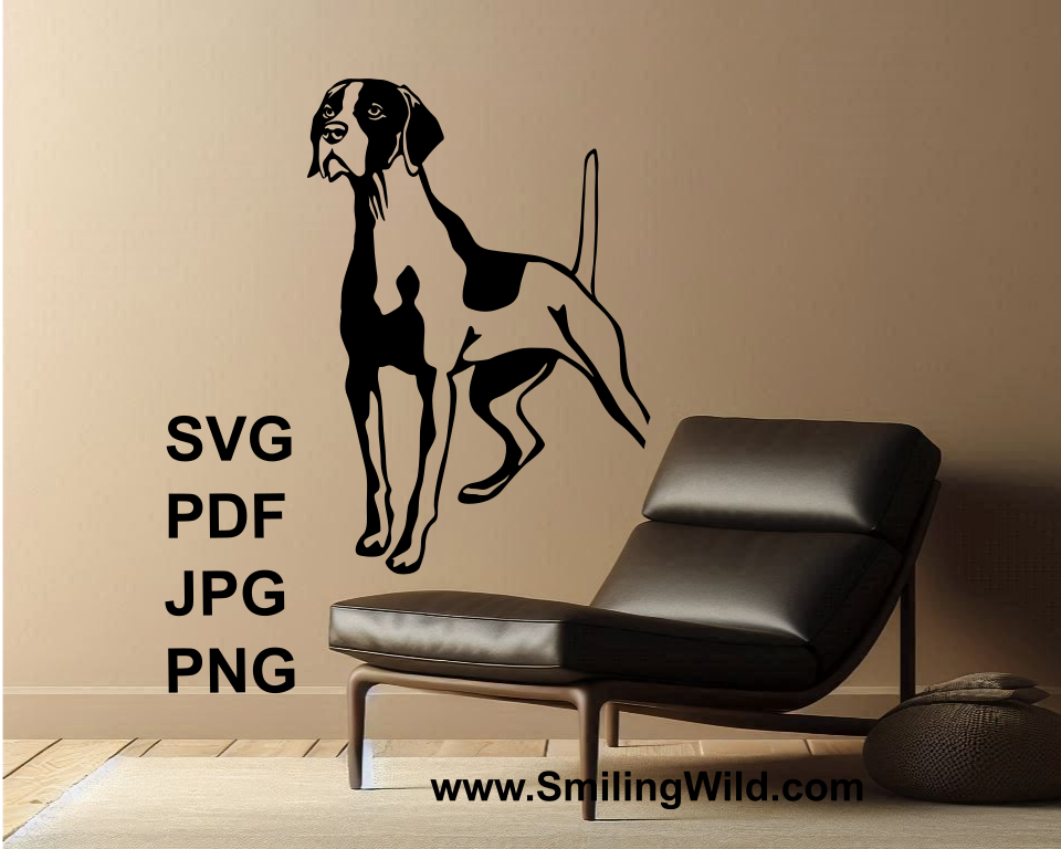 english pointer wall clip art design sticked over a dark sofa