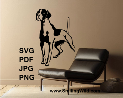 english pointer wall clip art design sticked over a dark sofa