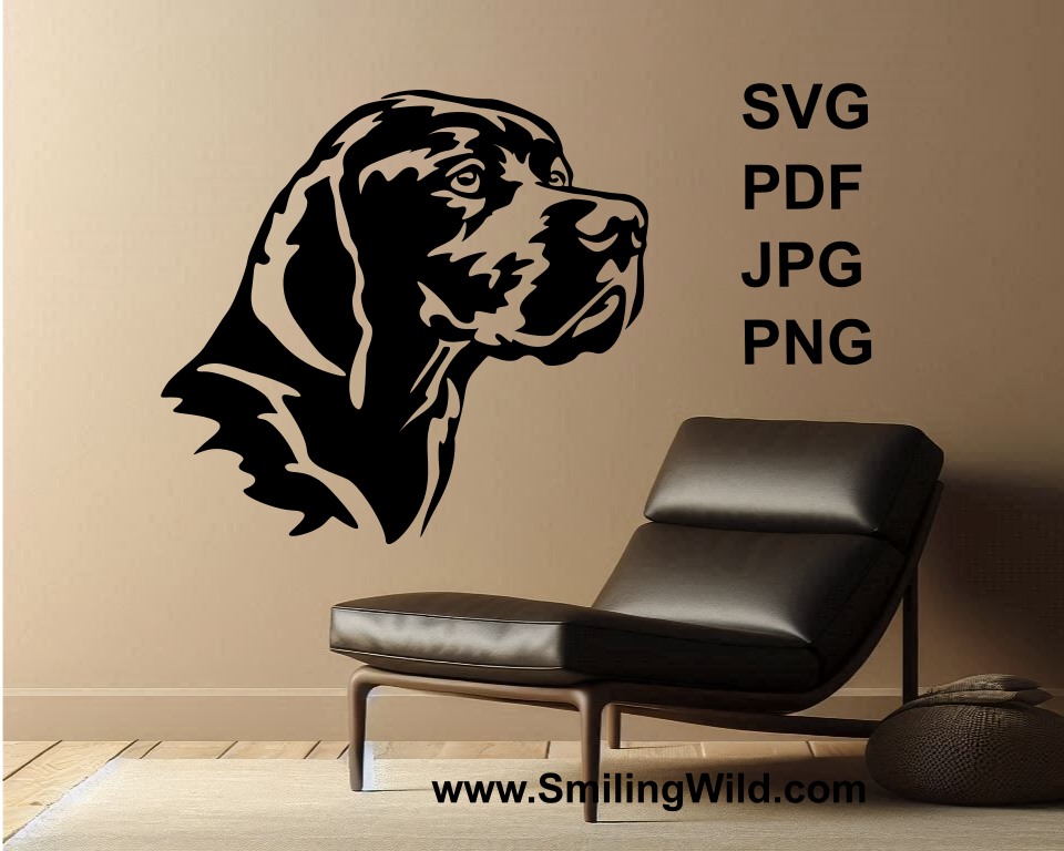 english pointer digital design with transparent background printed as wall art