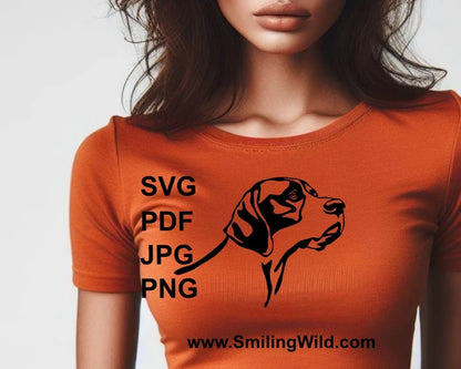 English pointer head printed on womans apperel