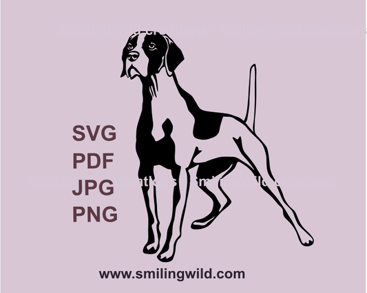 alert english pointer full body svg cuttable drawing