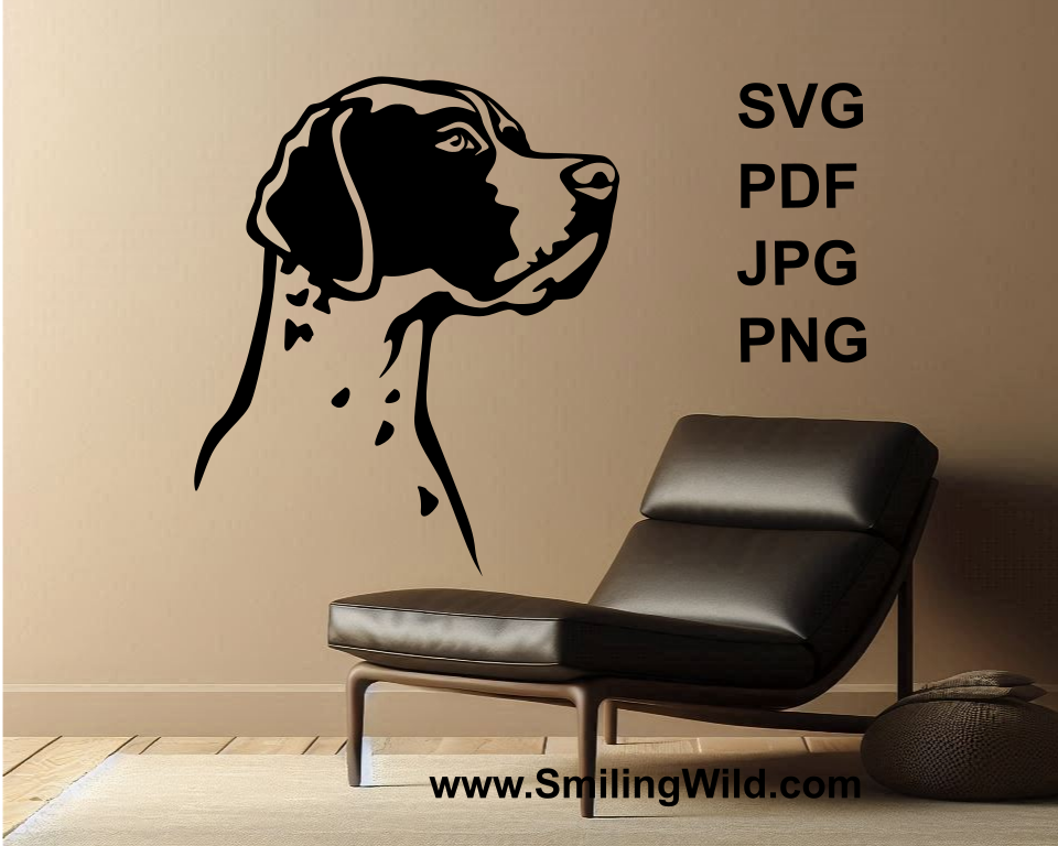 english pointer portrait used as wall decor