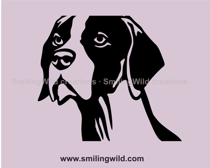 alert english pointer vector close up portrait