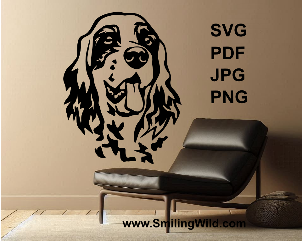 english setter cuttable vector file applied on a wall as a sticker