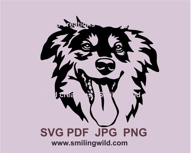 smiling English shepherd face ina clipart design