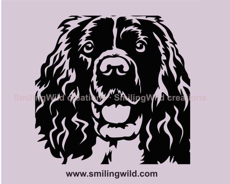 smiling english springer spaniel face in a cuttable vector graphic image