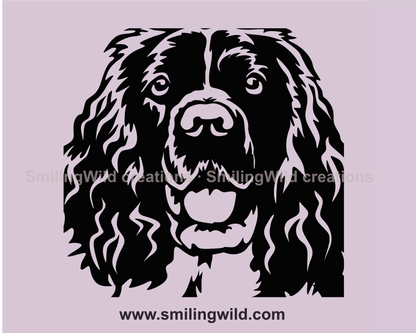 smiling english springer spaniel face in a cuttable vector graphic image