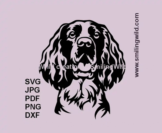 English Springer Spaniel SVG, png, dxf dog portrait for laser engraving and Cricut projects