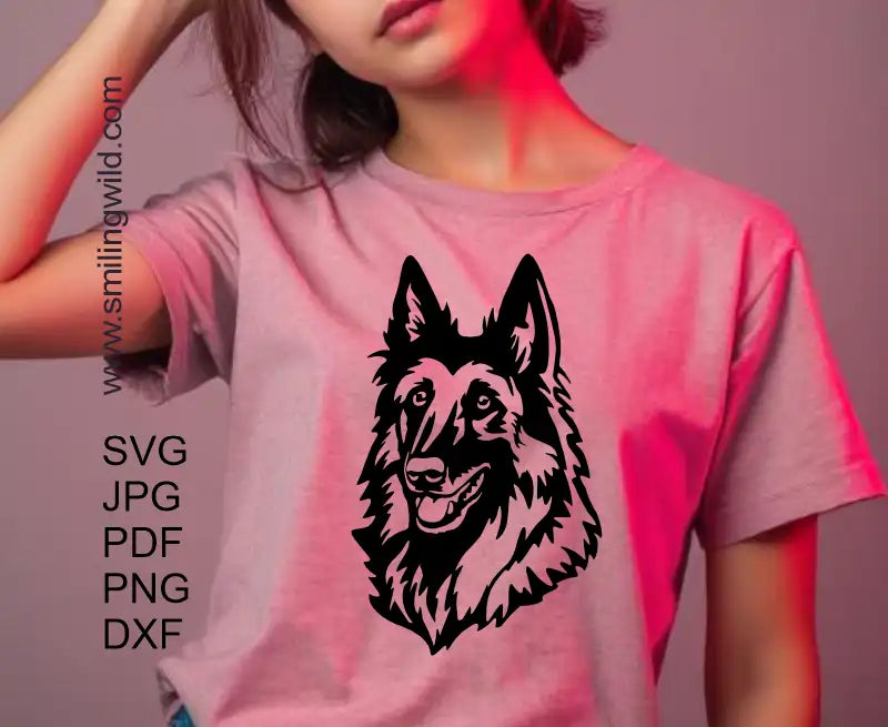 Tervuren face detailed clipart image for cutting and engraving made in SVG and dxf files
